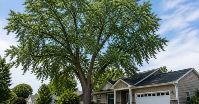 A rapidly growing Silver Maple towering over a Grand Rapids suburban home