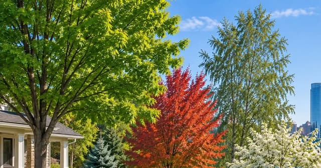 Trees growing successfully in a Grand Rapids, Michigan landscape