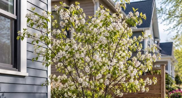 Small serviceberry tree planted in a compact Grand Rapids, Michigan yard