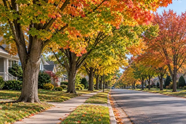 Street trees lining a residential Grand Rapids right-of-way